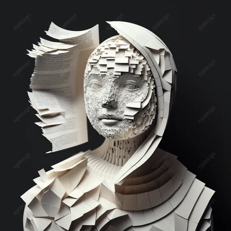Folded Paper Mache Book Art Portraits Midjourney Prompt PromptBase