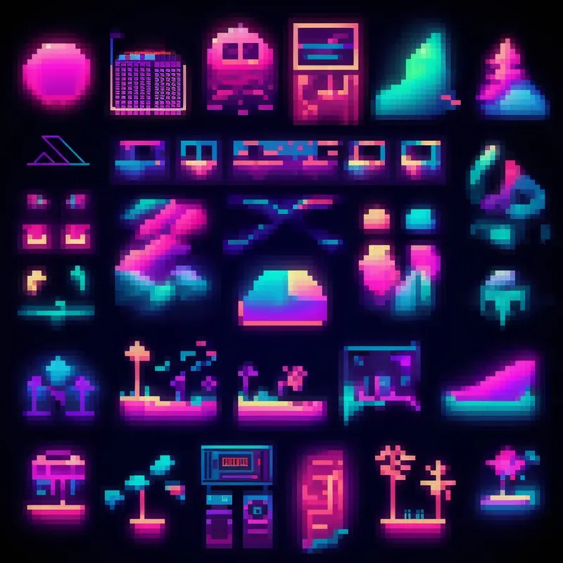 Vectorized And Modern Pixel Art Icons Midjourney Prompt | PromptBase