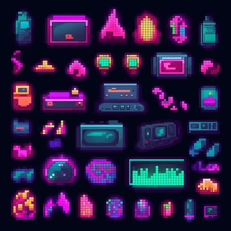 Vectorized And Modern Pixel Art Icons Midjourney Prompt | PromptBase