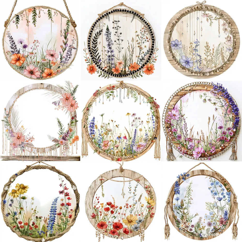 Rustic Circles Wildflowers Midjourney Prompt | PromptBase