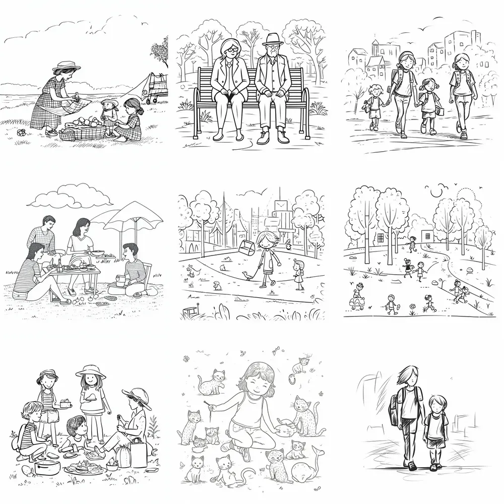 Line Drawings For Story Book Cover Pages Midjourney Prompt | PromptBase