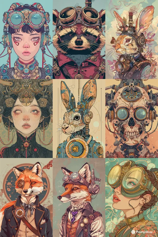 Anime Cartoon Steampunk Pfp NFT Profiles Midjourney Prompt | PromptBase