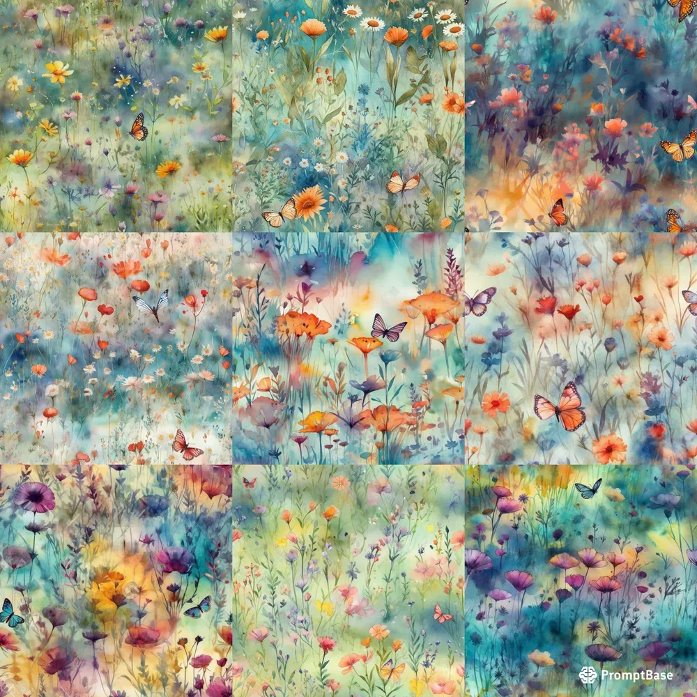 Watercolor Meadow Wildflowers Midjourney Prompt | PromptBase
