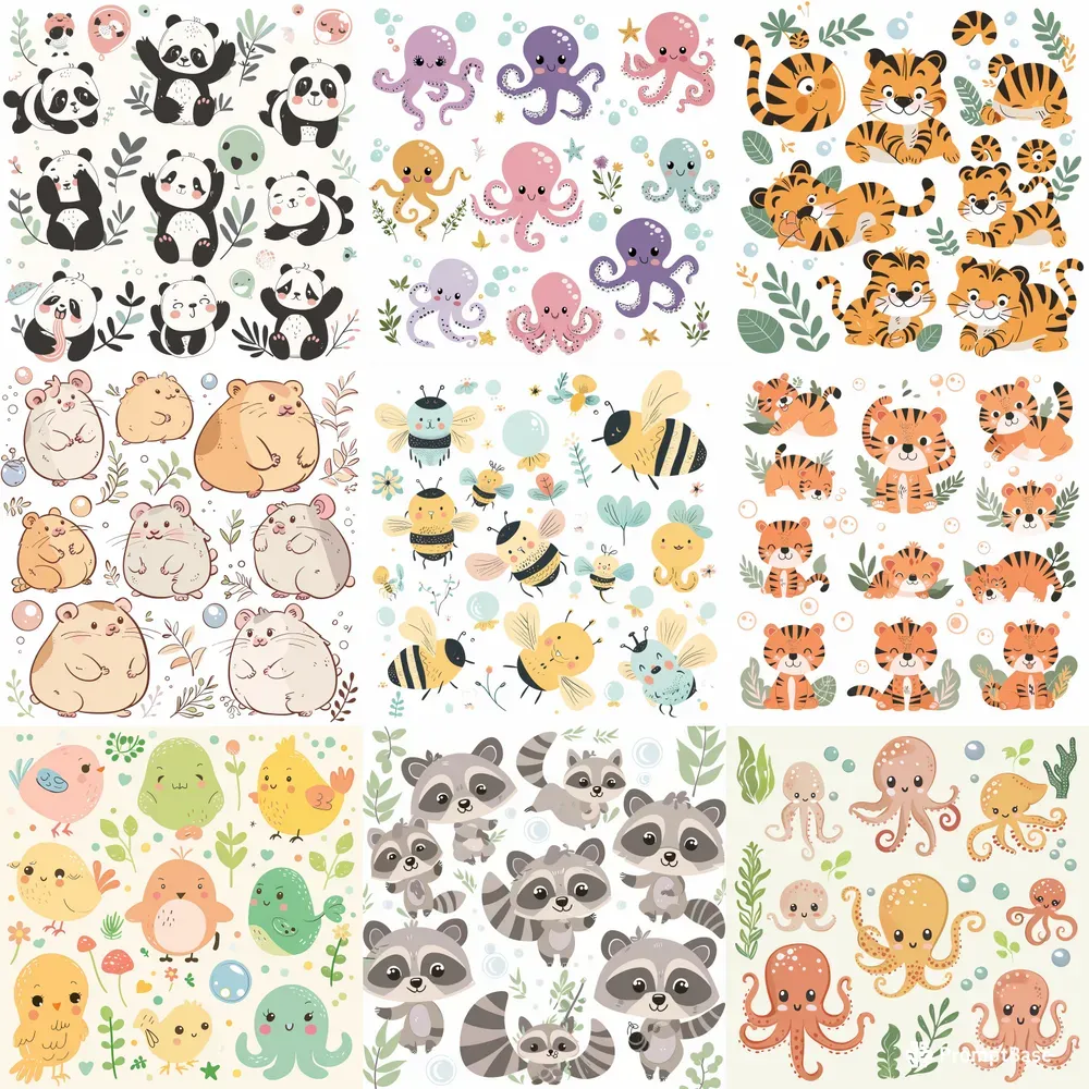 Adorable Clipart Sets Midjourney Prompt | PromptBase