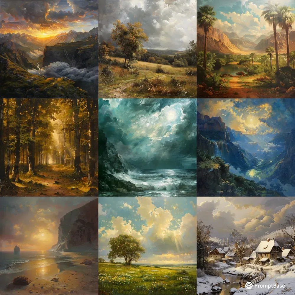 Beautiful Oil Painting Landscapes Midjourney Prompt | PromptBase