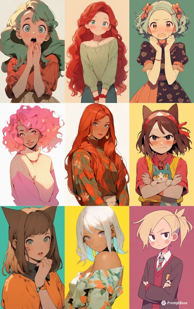 Anime Visual Novel Portraits Females Midjourney Prompt | PromptBase