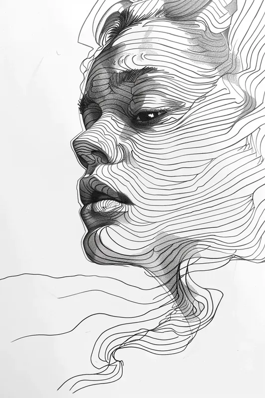 Drawn With Lines Of Pencil Line Works Midjourney Prompt | PromptBase