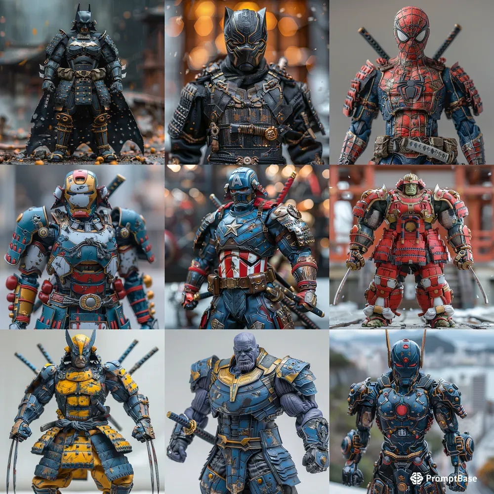 Japanese Style Comic Hero Figures Midjourney Prompt | PromptBase