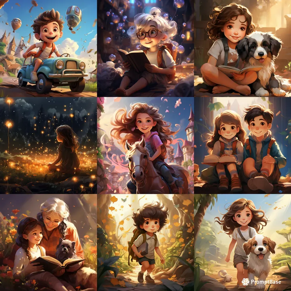 Childrens Story Book Cover Pages Midjourney Prompt | PromptBase