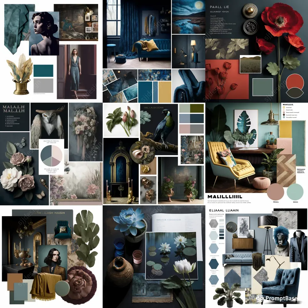 Interior Design Moodboards Midjourney Prompt | PromptBase