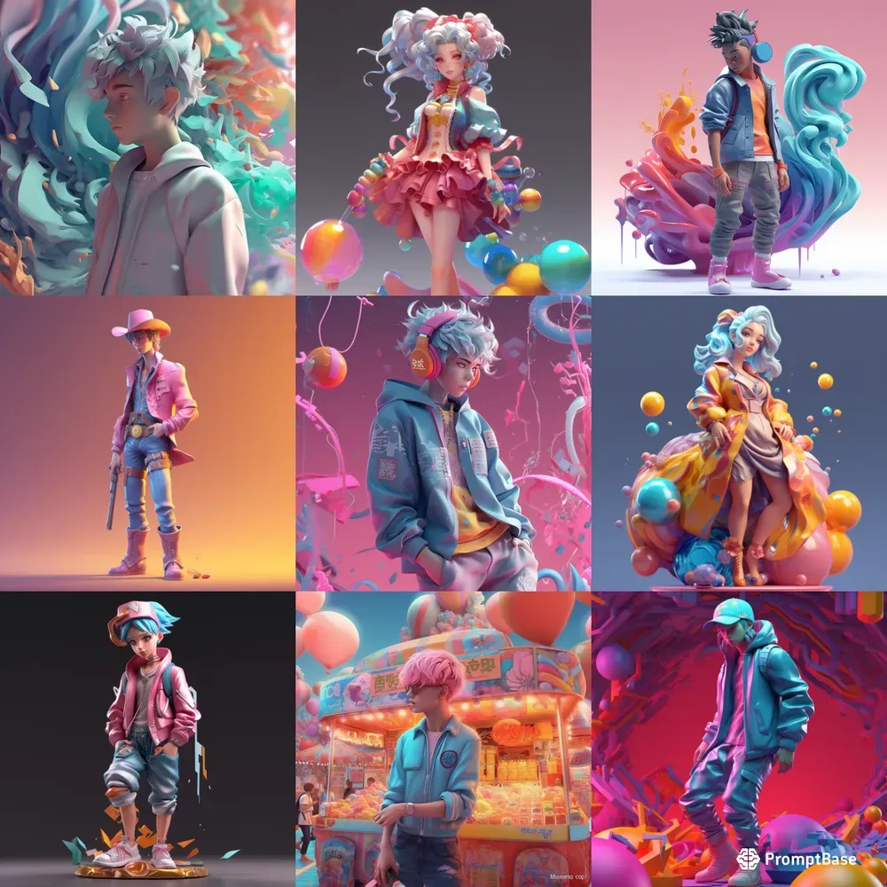 Cute 3D Pastel Characters Midjourney Prompt PromptBase
