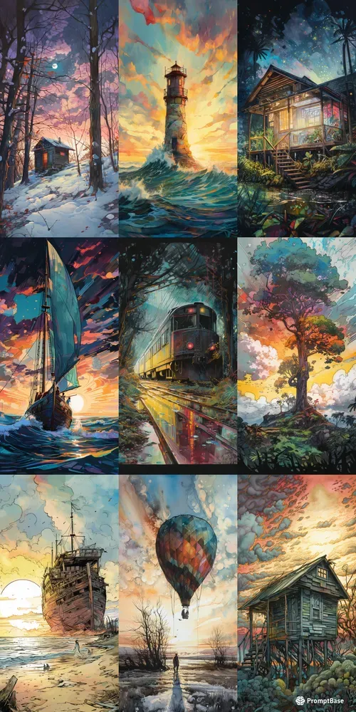 Vivid Watercolor Paintings Midjourney Prompt | PromptBase