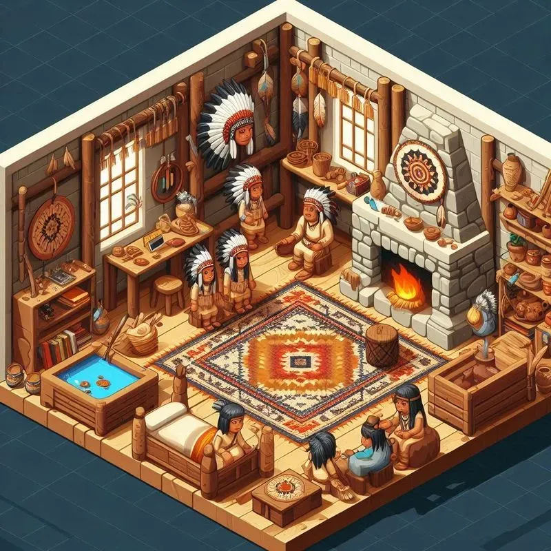 Isometric Native American Interiors DALL·E Prompt | PromptBase
