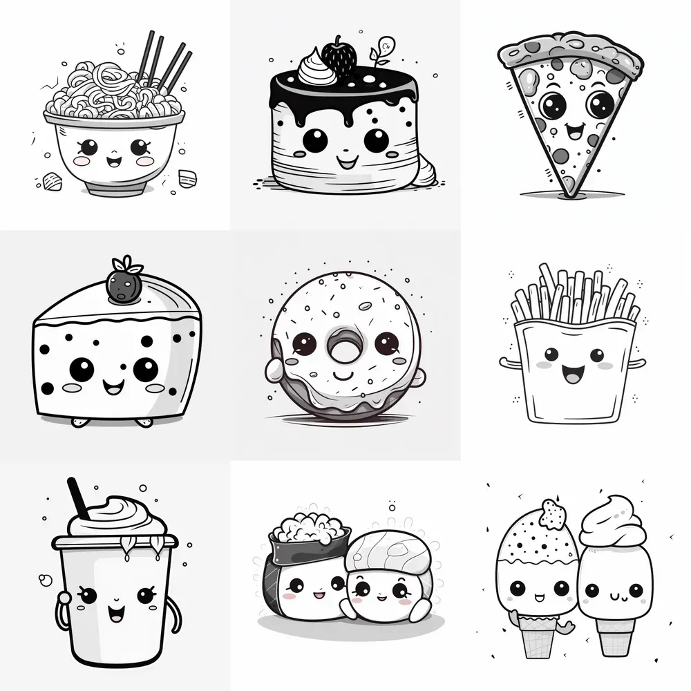 Cute Food Coloring Books Midjourney Prompt PromptBase