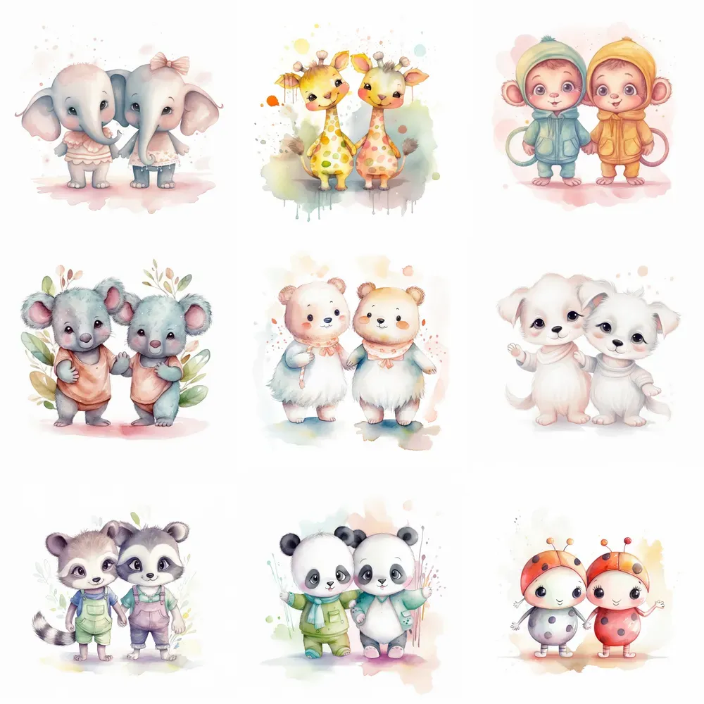 Super Cute Twin Animals Nursery Wall Art Midjourney Prompt | PromptBase