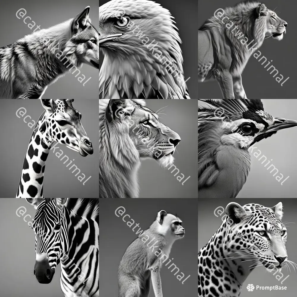 Black White Animals Stable Diffusion Prompt | PromptBase
