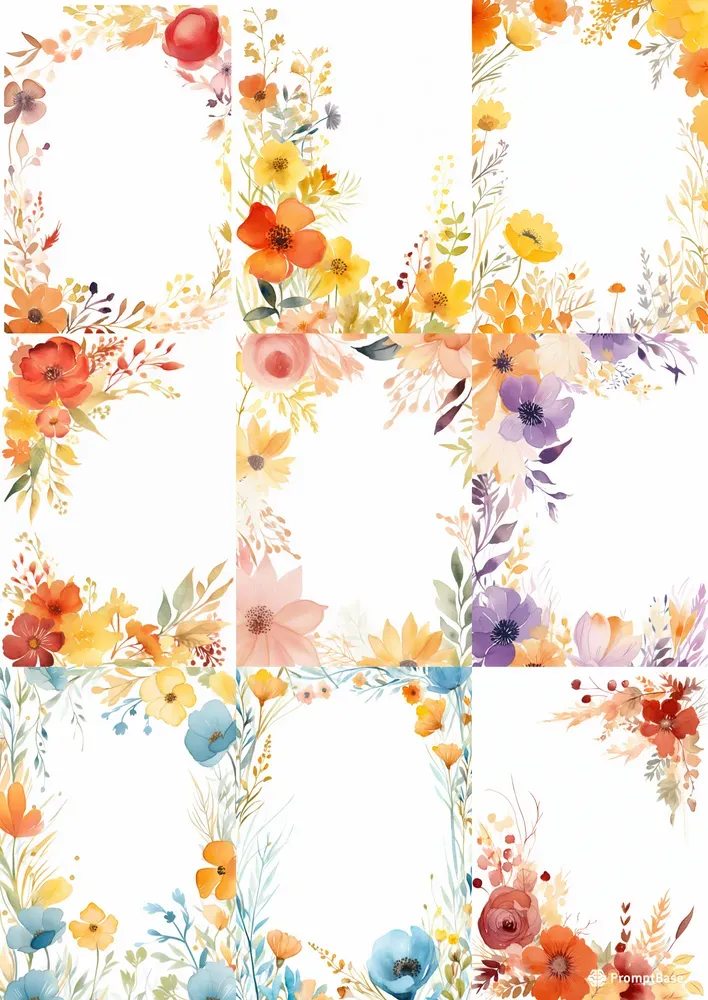 Watercolor Floral Frames Midjourney Prompt | PromptBase