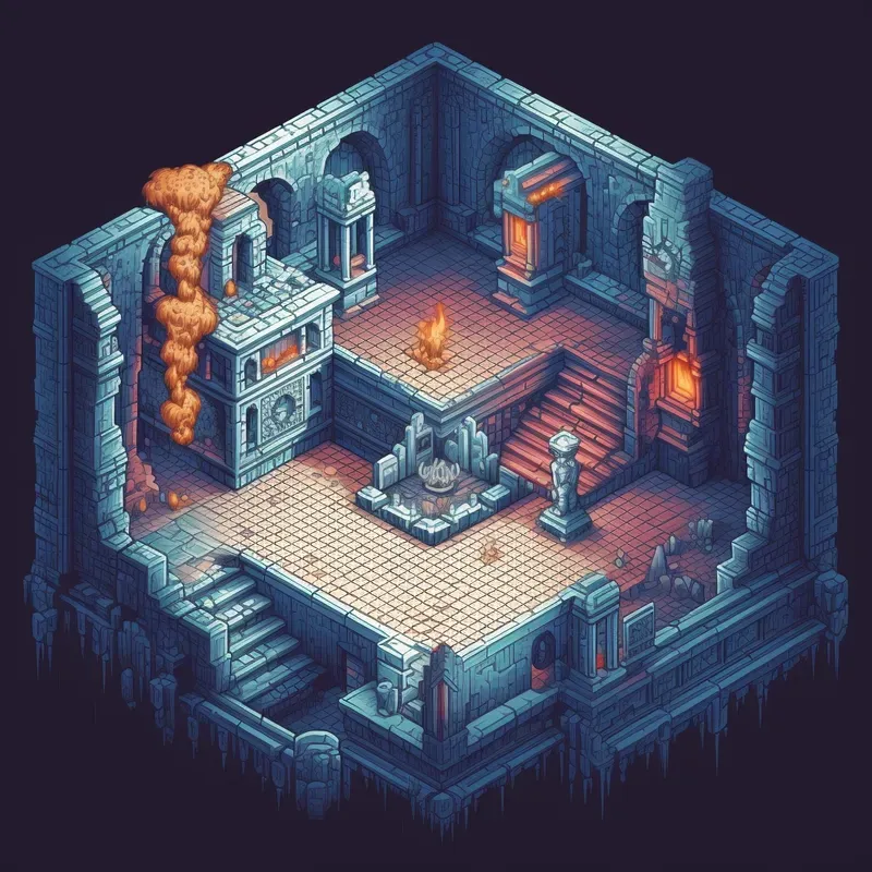 Isometric Pixel Art Locations Midjourney Prompt | PromptBase
