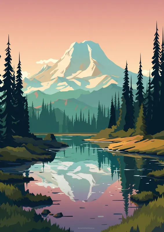 Flat Beautiful Landscapes Midjourney Prompt | PromptBase