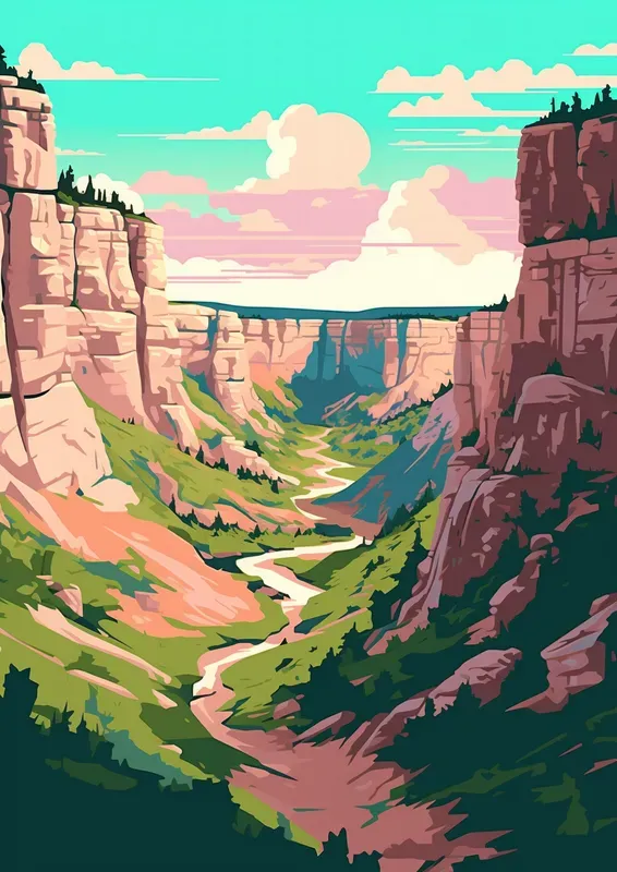 Flat Beautiful Landscapes Midjourney Prompt | PromptBase