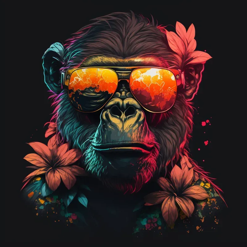 Realistic Animals Portraits Neon Hippies Midjourney Prompt | PromptBase