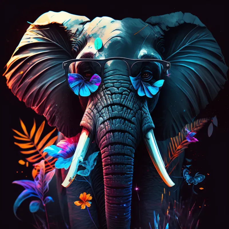Realistic Animals Portraits Neon Hippies Midjourney Prompt | PromptBase