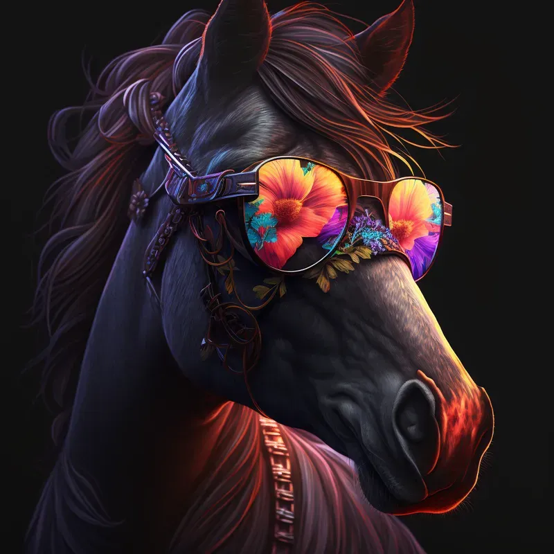 Realistic Animals Portraits Neon Hippies Midjourney Prompt | PromptBase
