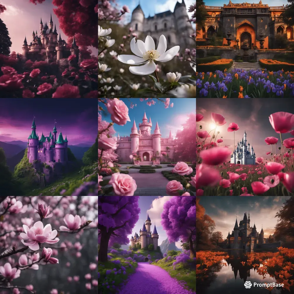 Cherry Pink Rose Castles A Fairy Tale Stable Diffusion Prompt | PromptBase