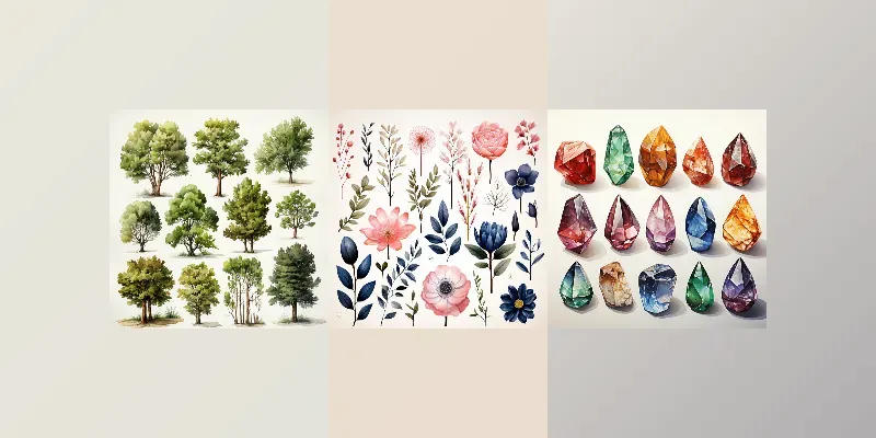 Subject Watercolor Illustration Sets Midjourney Prompt | PromptBase