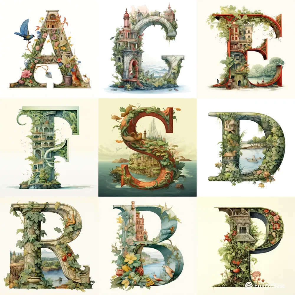 Illustrated Storybook Letters Alphabets Midjourney Prompt | PromptBase