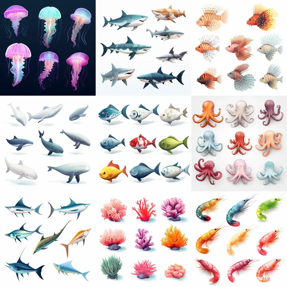 Sea Life Fishes Corals Squids And More Midjourney Prompt | PromptBase