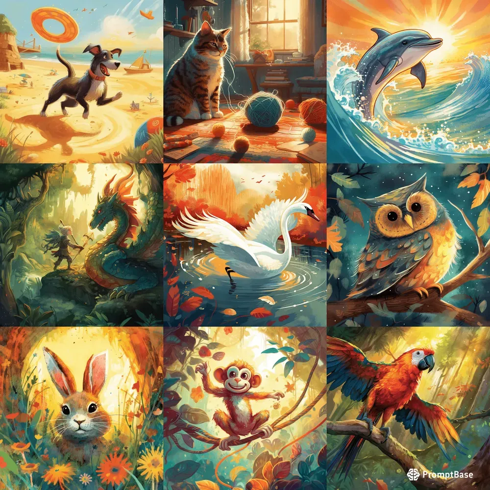 Whimsical Childrens Book Illustrations Midjourney Prompt | PromptBase