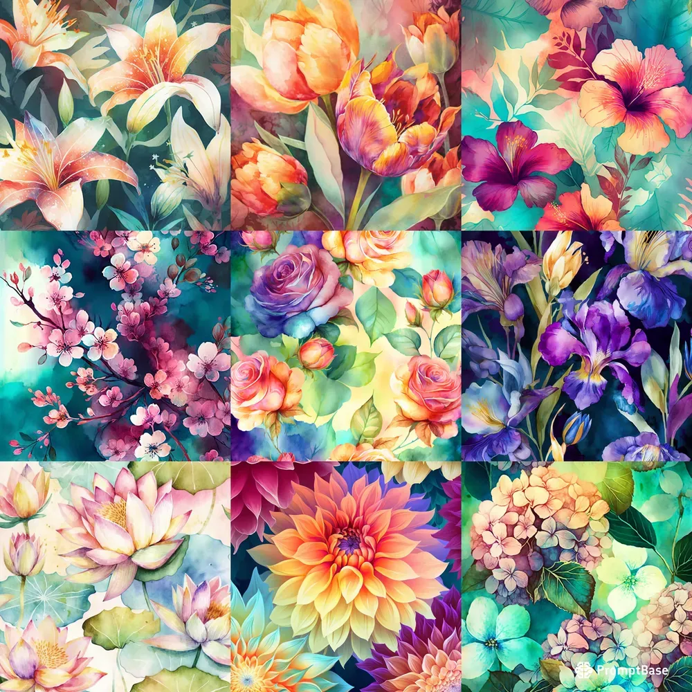 Watercolor Floral Patterns Midjourney Prompt | PromptBase