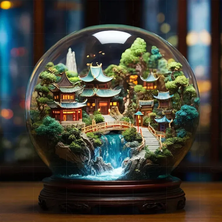 Tiny worlds encapsulated in glass bottles showcasing miniature landscapes