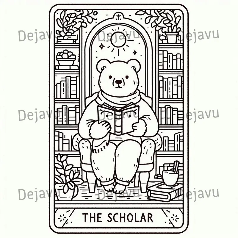 Cozy Coloring Book Tarot Cards DALL·E Prompt | PromptBase