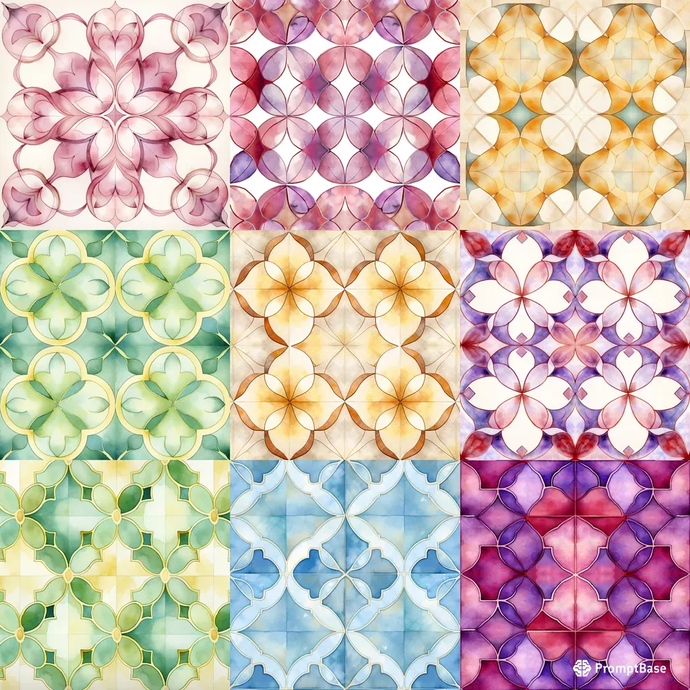 Repeating Symmetrical Colorful Patterns Midjourney Prompt | PromptBase