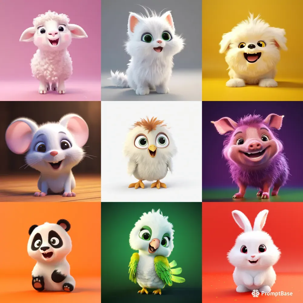Pixar Style Cute Animals Midjourney Prompt | PromptBase