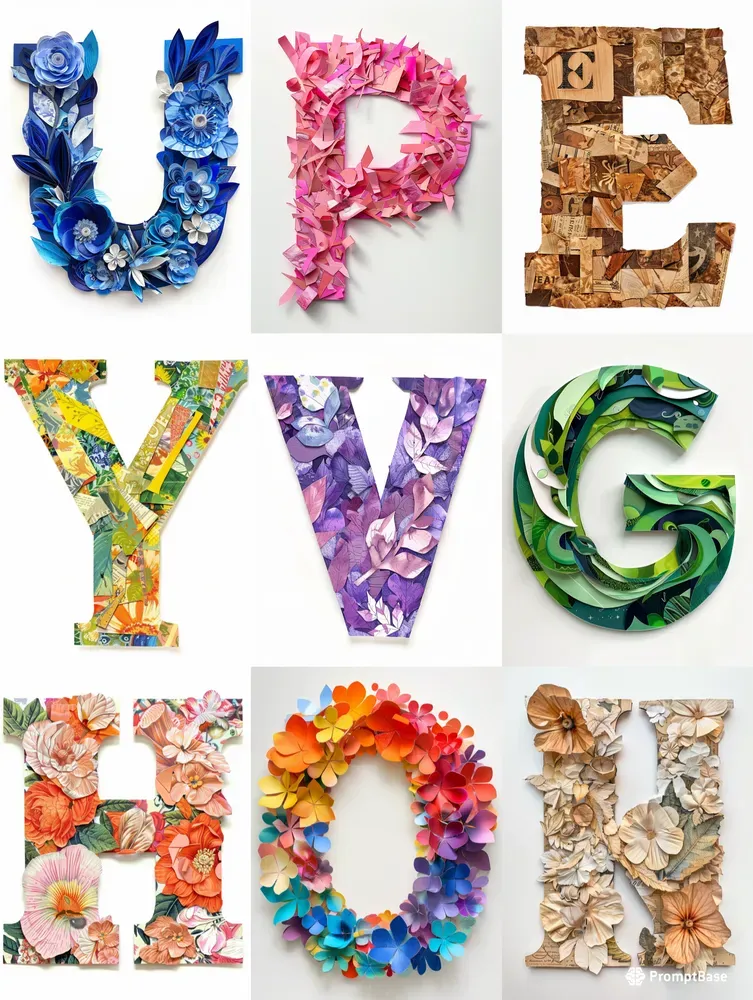 Magic Collage Letters Midjourney Prompt | PromptBase
