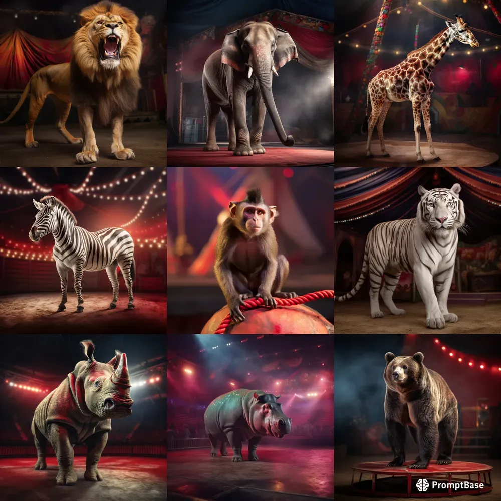 Circus Animals Midjourney Prompt | PromptBase
