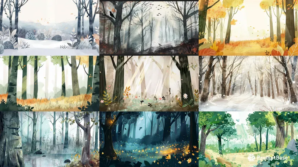 Woodland Storybook Illustrations Midjourney Prompt | PromptBase