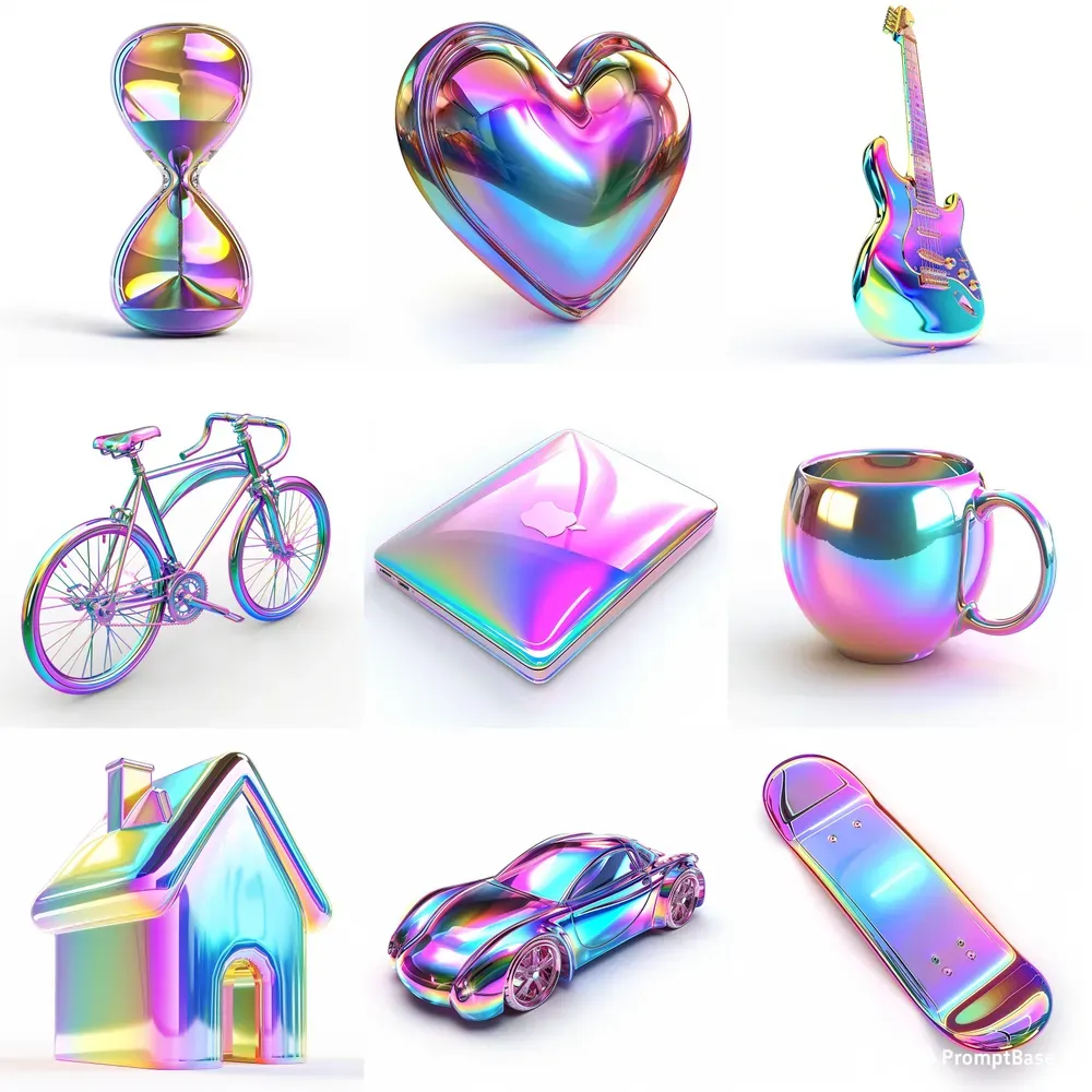 3D Holographic Rainbow Objects Midjourney Prompt | PromptBase