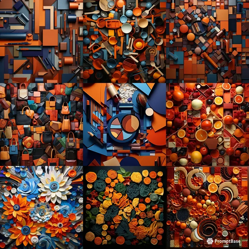 Fragmented Tech Art Orange Palette Midjourney Prompt | PromptBase