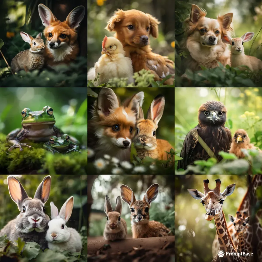Realistic Animal Portraits With Babies Midjourney Prompt | PromptBase
