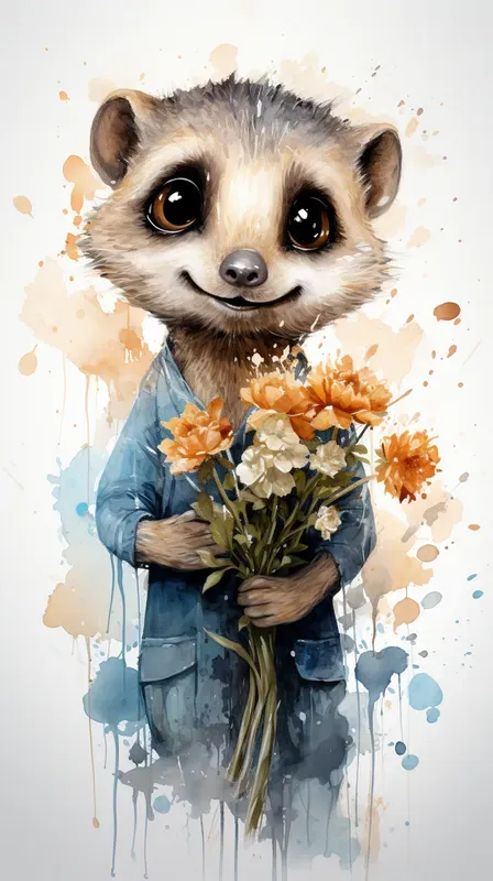 Watercolor Clipart Cute Animals Midjourney Prompt | PromptBase