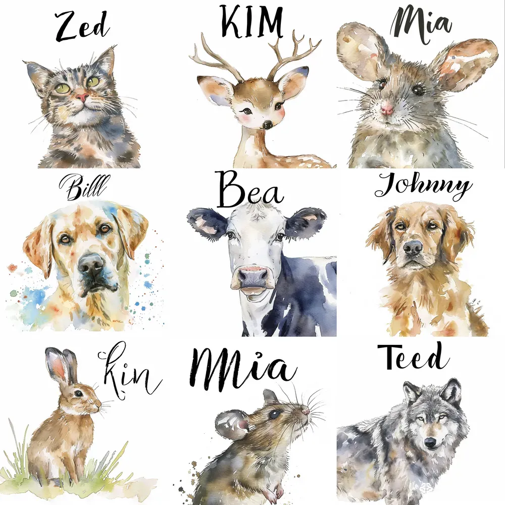 Lovely Watercolor Animal Pics With Text Midjourney Prompt | PromptBase