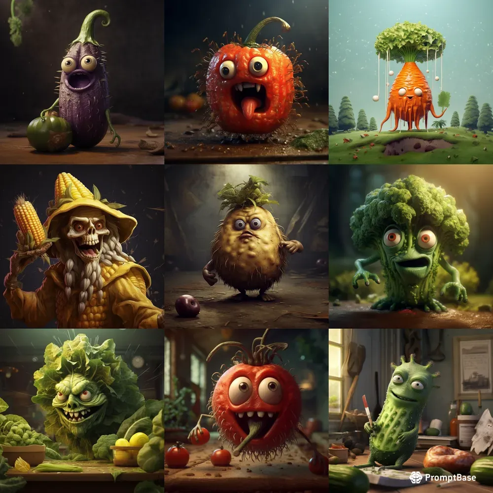Vegetable Monster Vegetable Monsters Midjourney Prompt | PromptBase