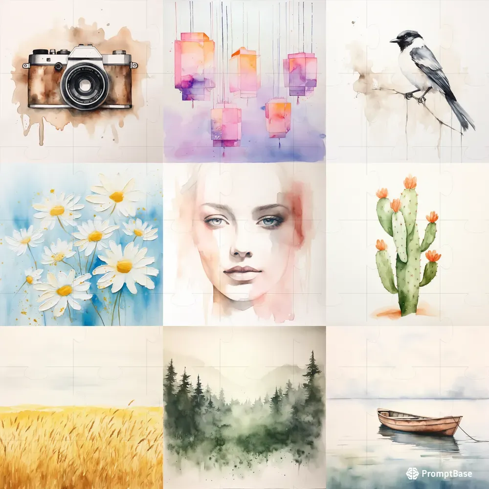 Watercolor Minimalistic Art Paintings Midjourney Prompt PromptBase