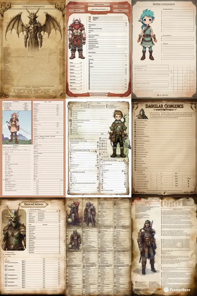 D And D Character Sheets Midjourney Prompt PromptBase