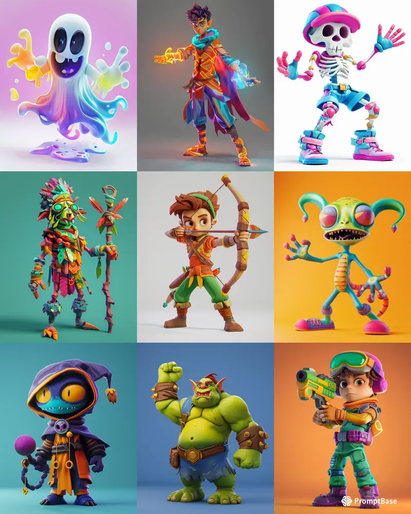Vibrant Cartoon Video Game Characters Midjourney Prompt PromptBase