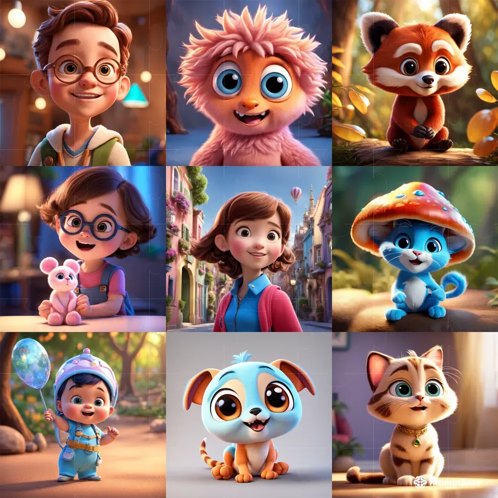 Cute Disney And Pixar Characters Stable Diffusion Prompt | PromptBase